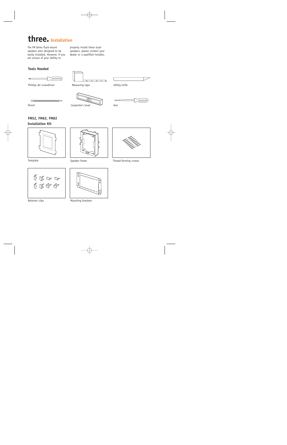 Three | JBL FM8SUB User Manual | Page 4 / 12