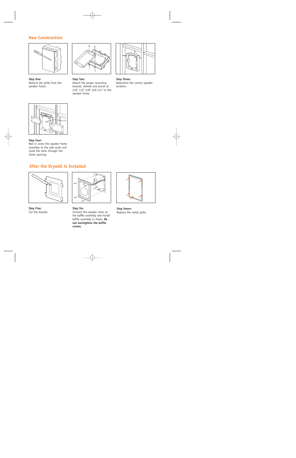 New construction, After the drywall is installed | JBL FM8SUB User Manual | Page 6 / 12