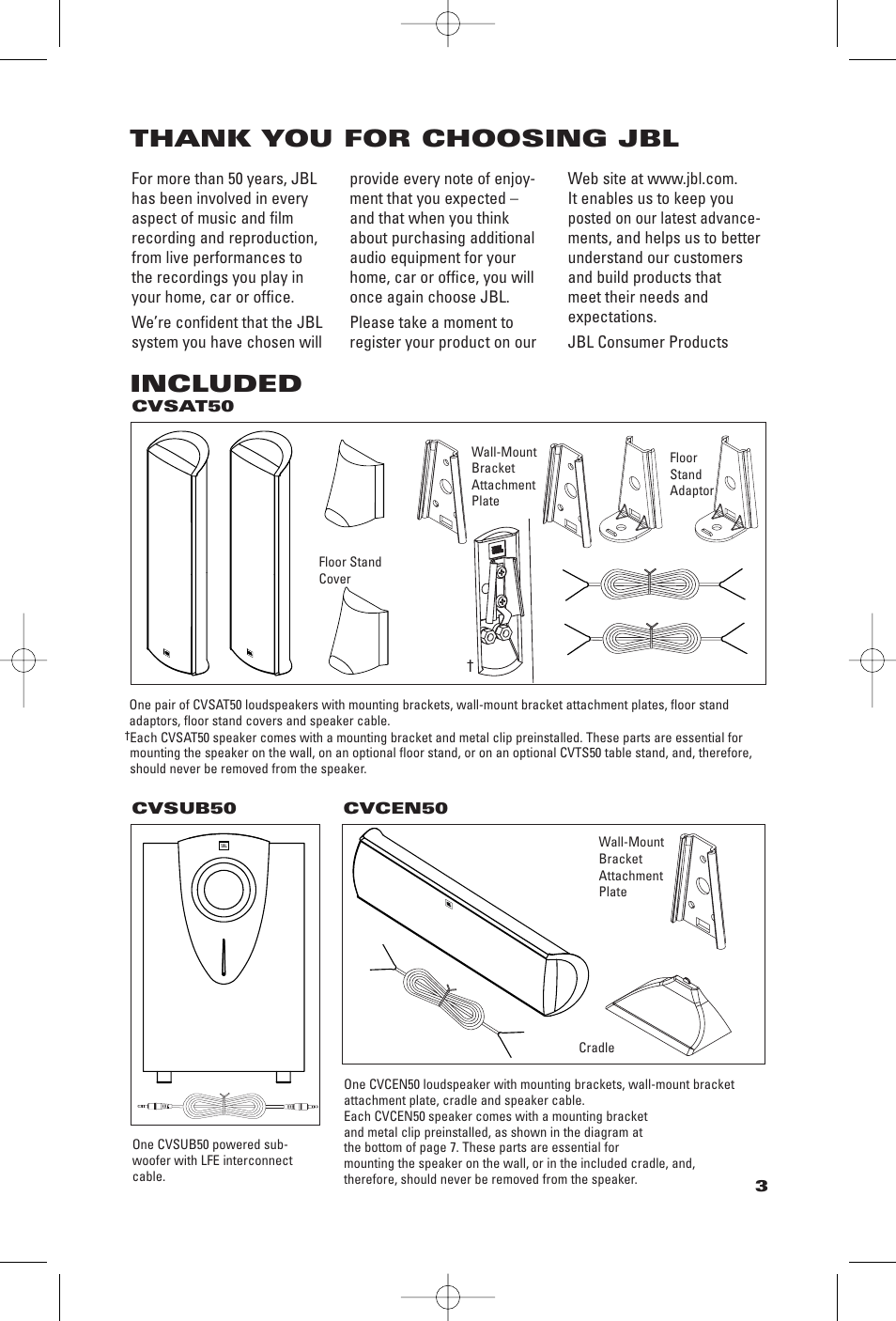 JBL CVSAT50 User Manual | Page 3 / 12