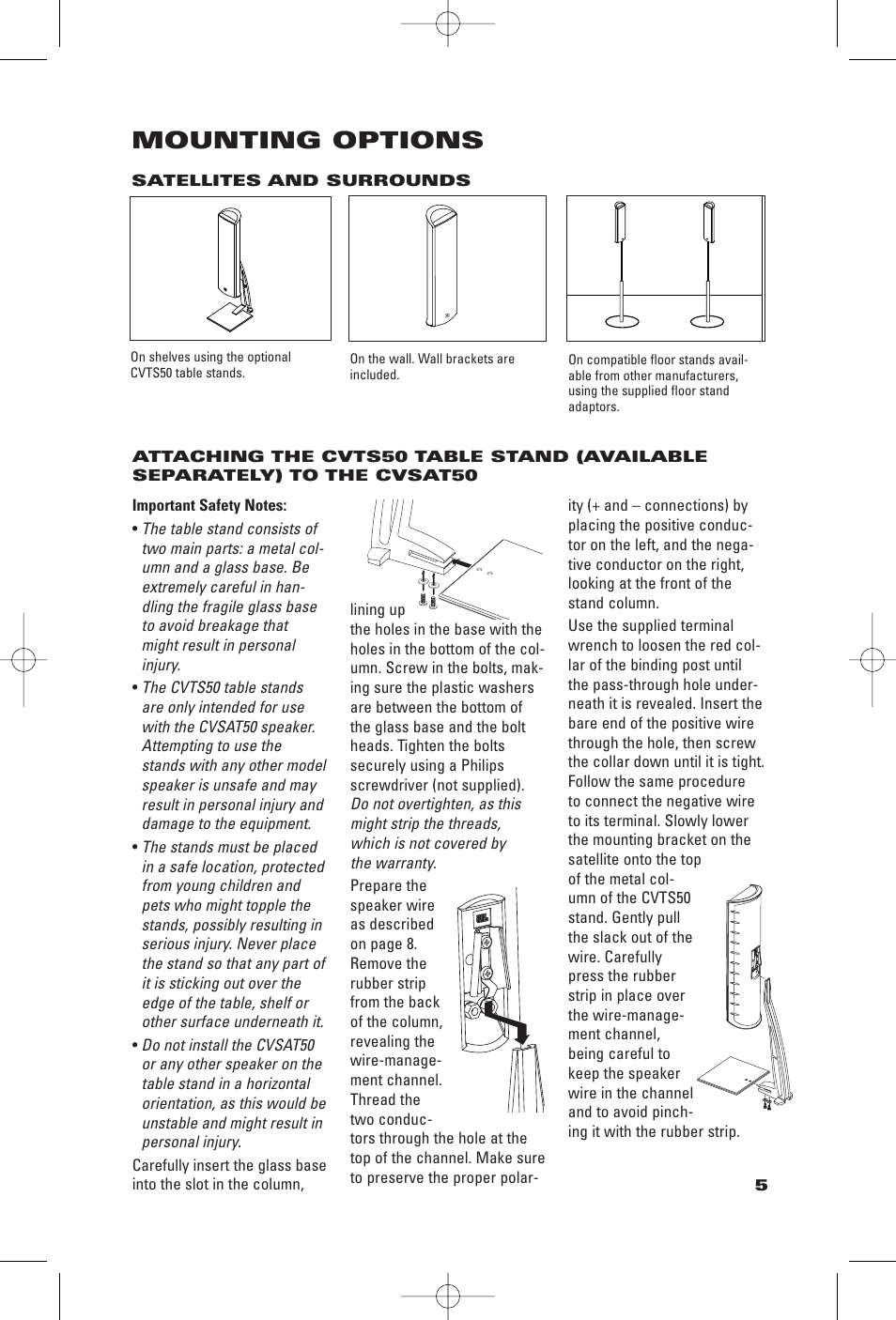 Mounting options | JBL CVSAT50 User Manual | Page 5 / 12