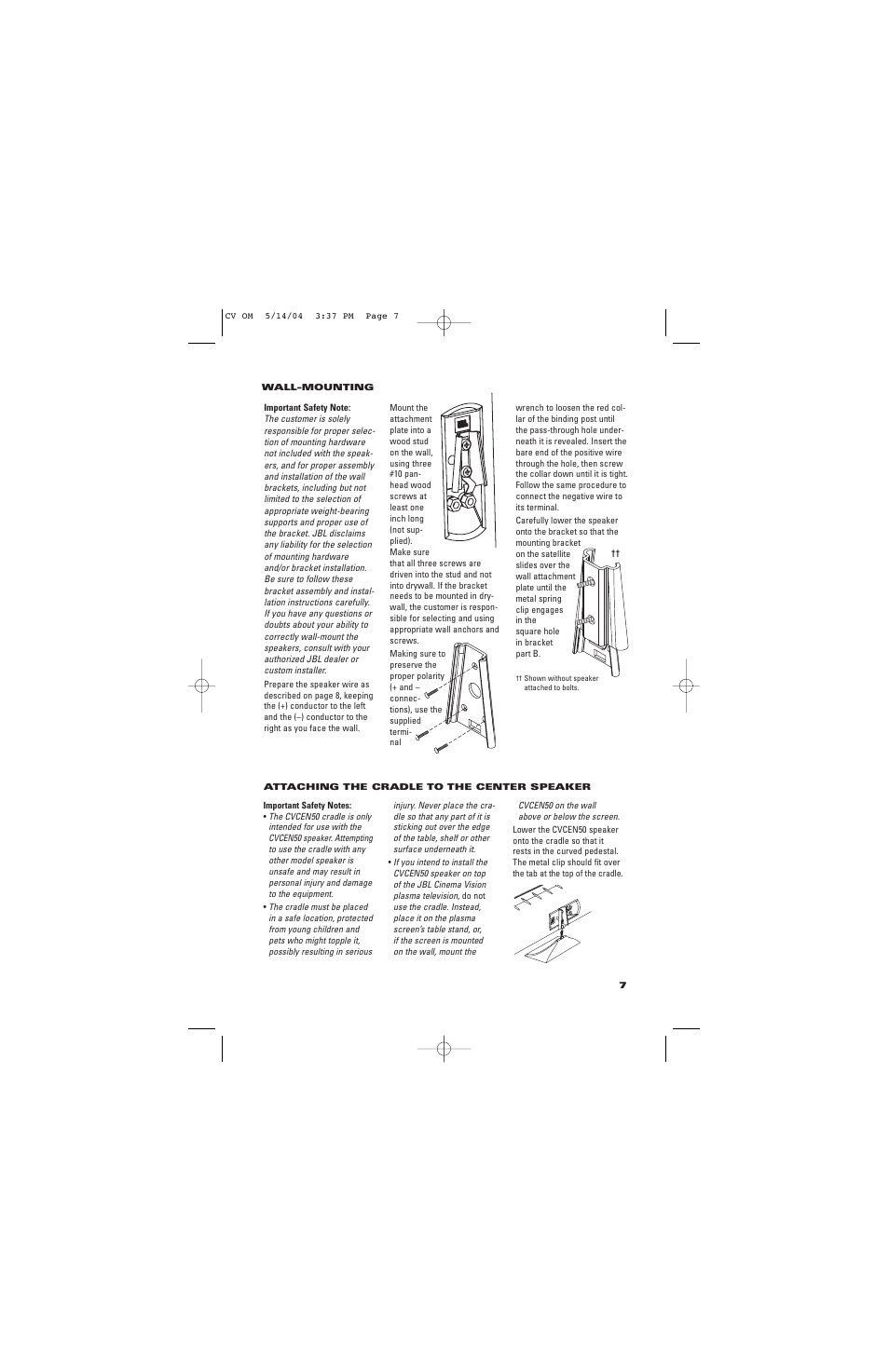 JBL CVSAT50 User Manual | Page 7 / 12