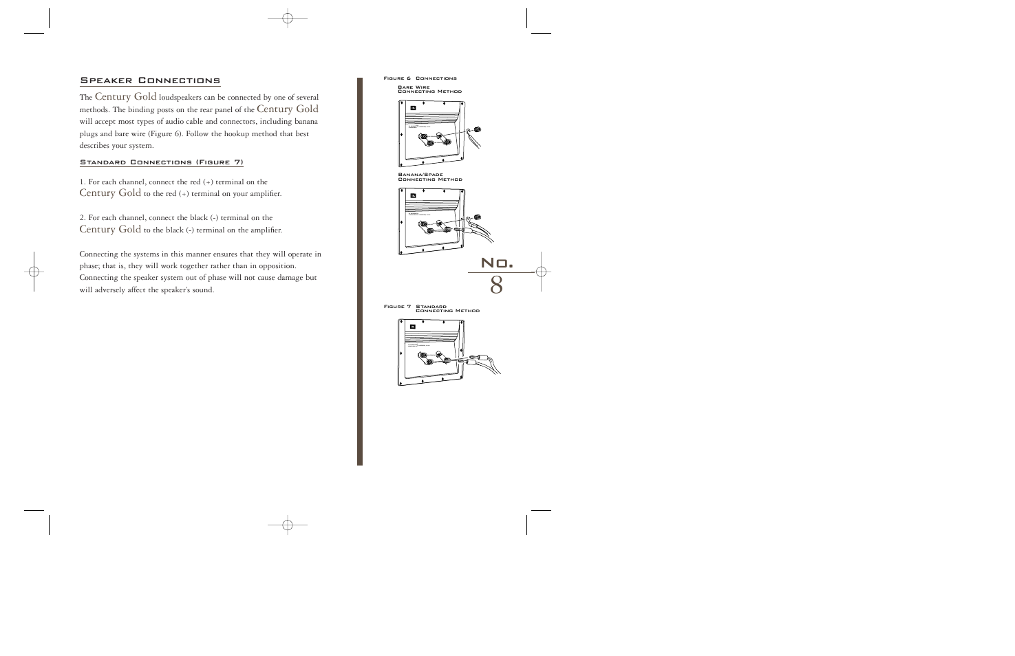 Century gold, Speaker connections | JBL Century Gold User Manual | Page 10 / 16