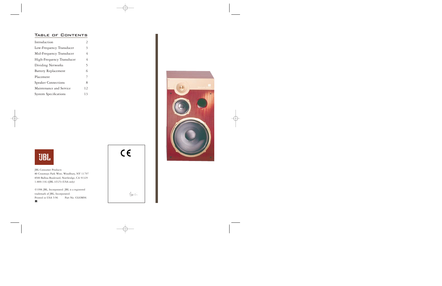 JBL Century Gold User Manual | Page 16 / 16