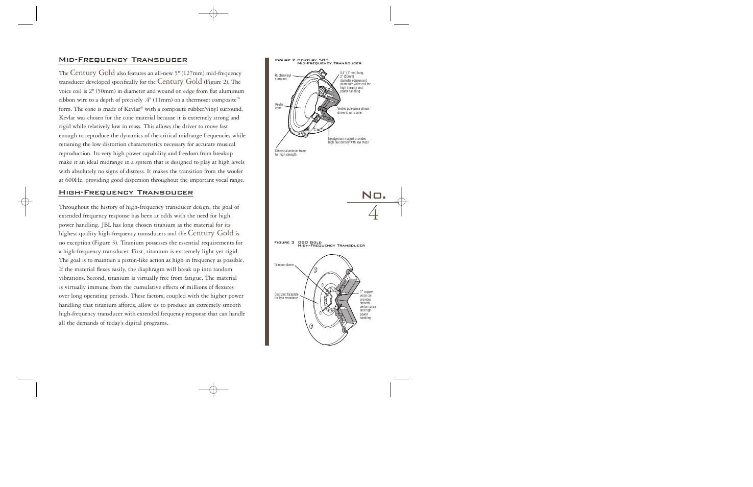 Century gold, High-frequency transducer, Mid-frequency transducer | JBL Century Gold User Manual | Page 6 / 16