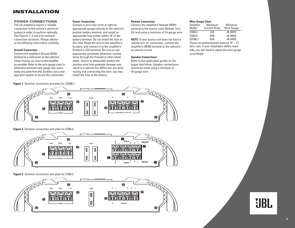 Installation | JBL CS300.1 User Manual | Page 3 / 8