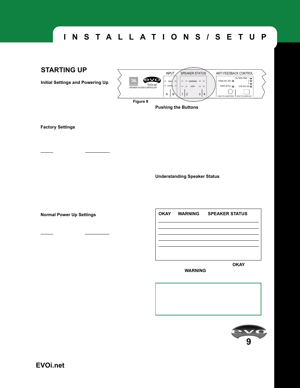 Starting up | JBL EVOi.net User Manual | Page 11 / 36