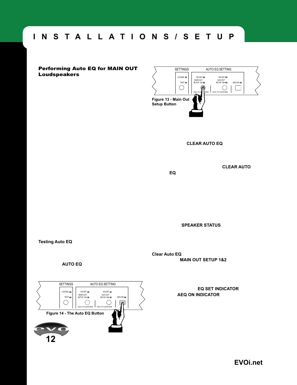 Performing auto eq for main out loudspeakers | JBL EVOi.net User Manual | Page 14 / 36