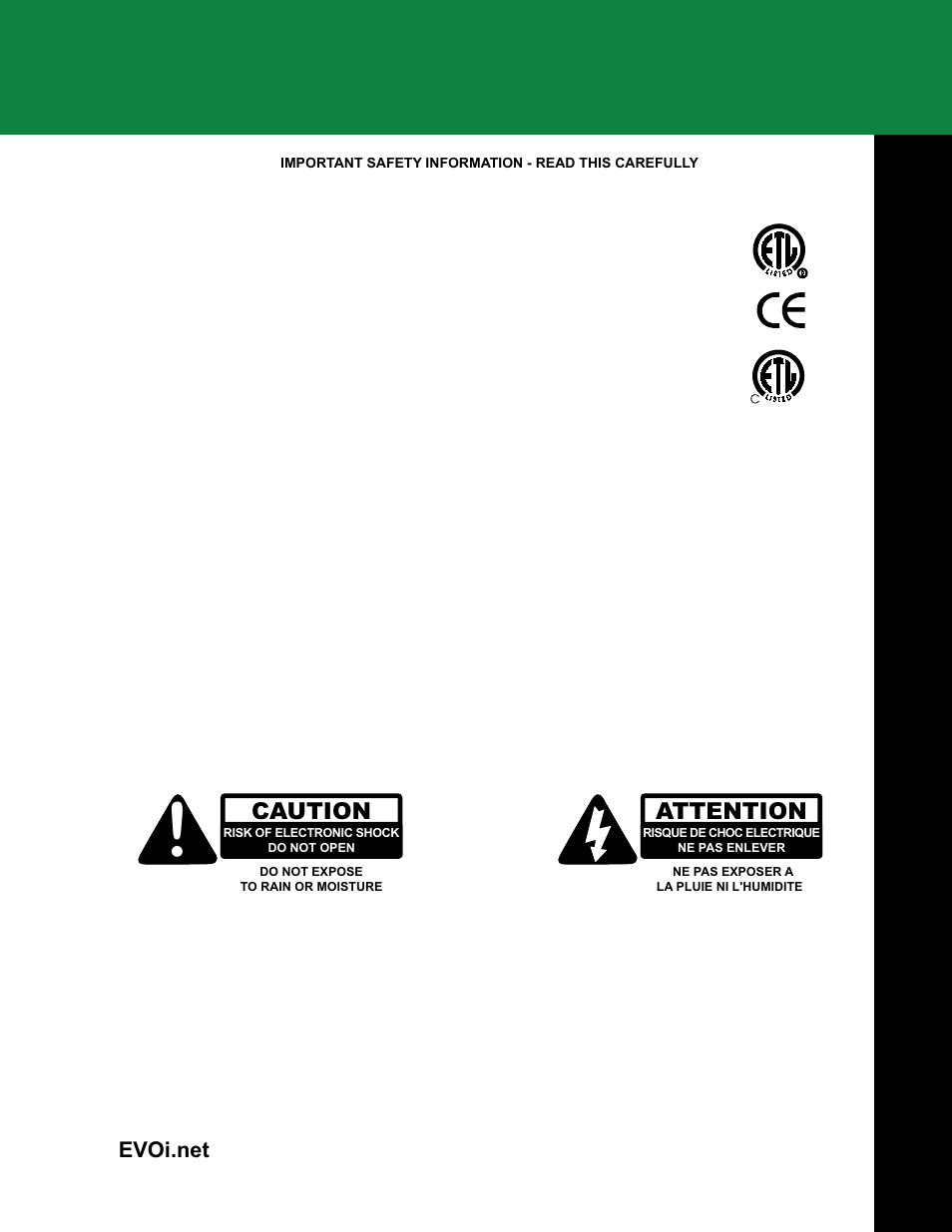 Caution, Attention | JBL EVOi.net User Manual | Page 3 / 36