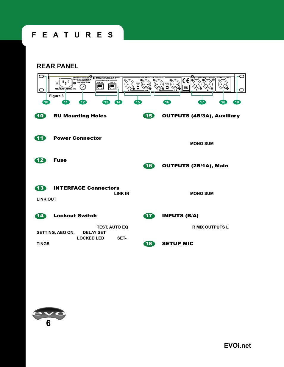 Rear panel | JBL EVOi.net User Manual | Page 8 / 36