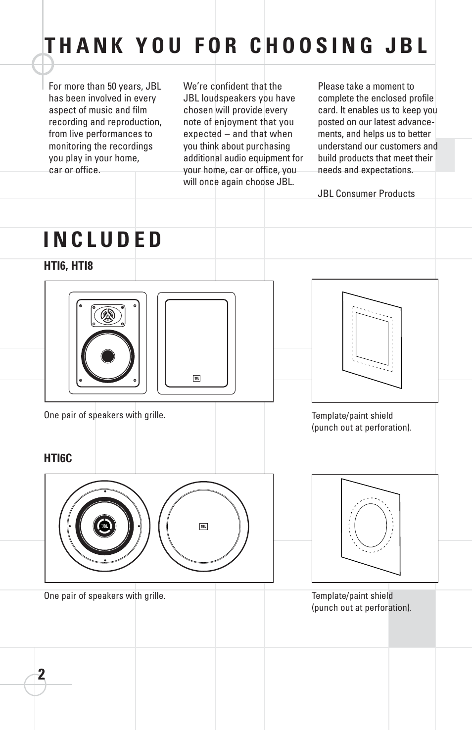 JBL HTI6C User Manual | Page 2 / 8