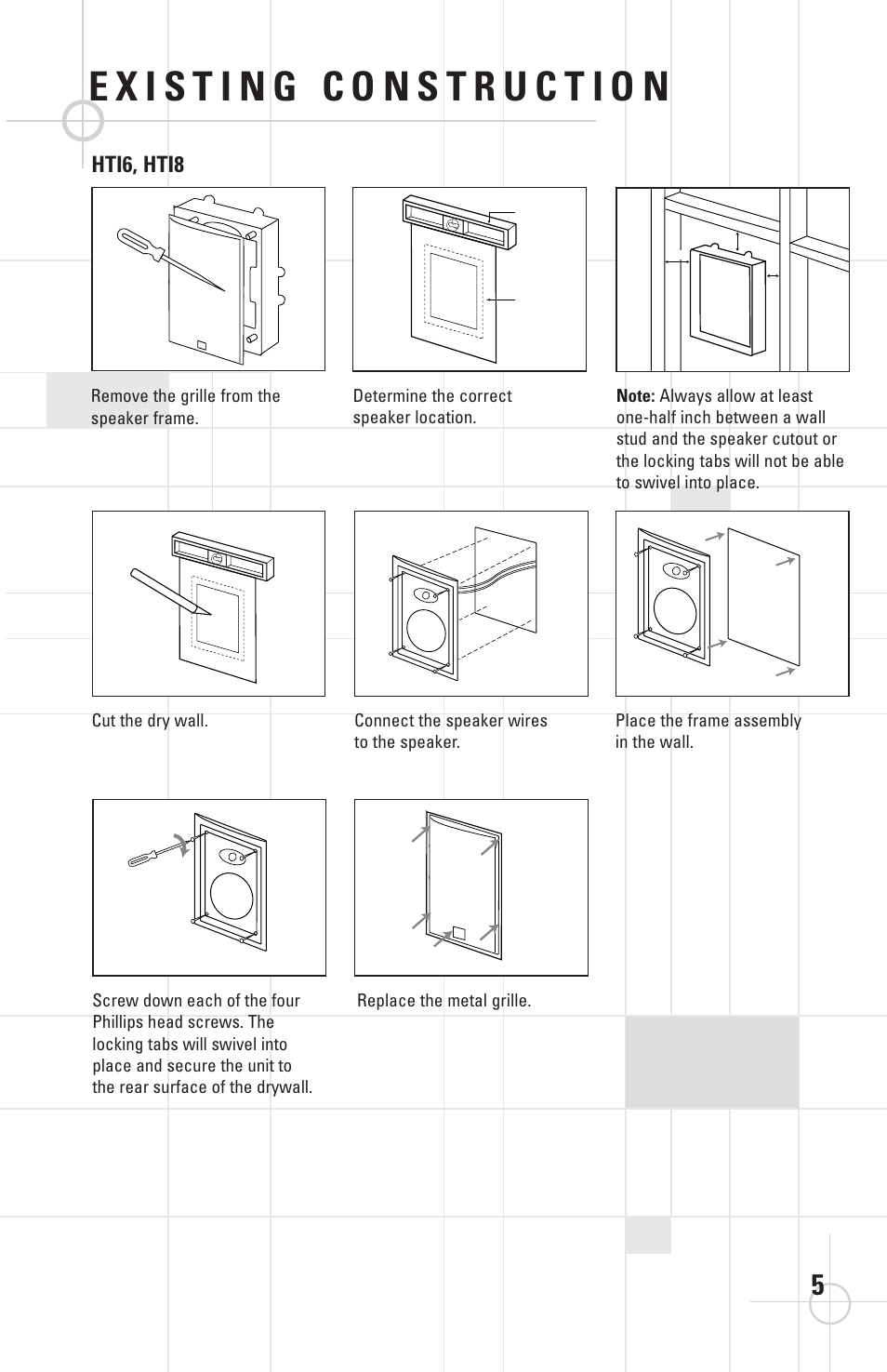 Hti6, hti8 | JBL HTI6C User Manual | Page 5 / 8