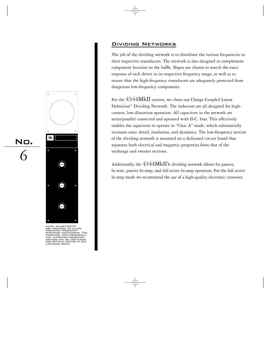 4344mkii, 4344mkii’s, Dividing networks | JBL 4344MKII User Manual | Page 6 / 14