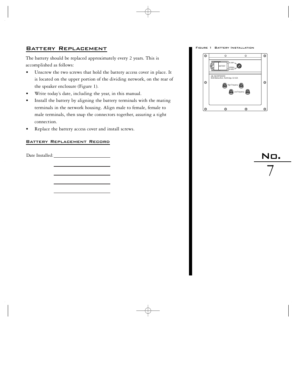 Battery replacement | JBL 4344MKII User Manual | Page 7 / 14