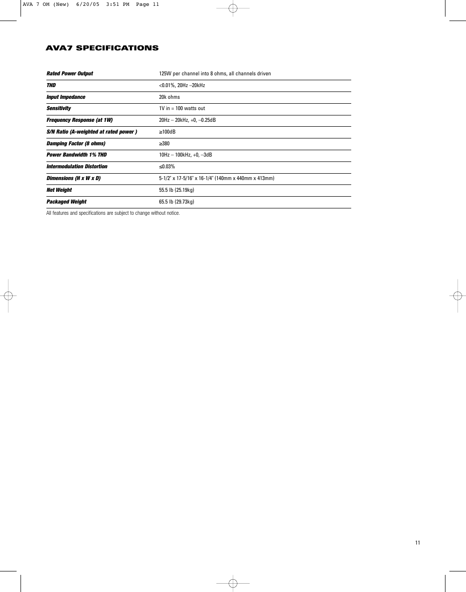 JBL AVA7 User Manual | Page 11 / 12