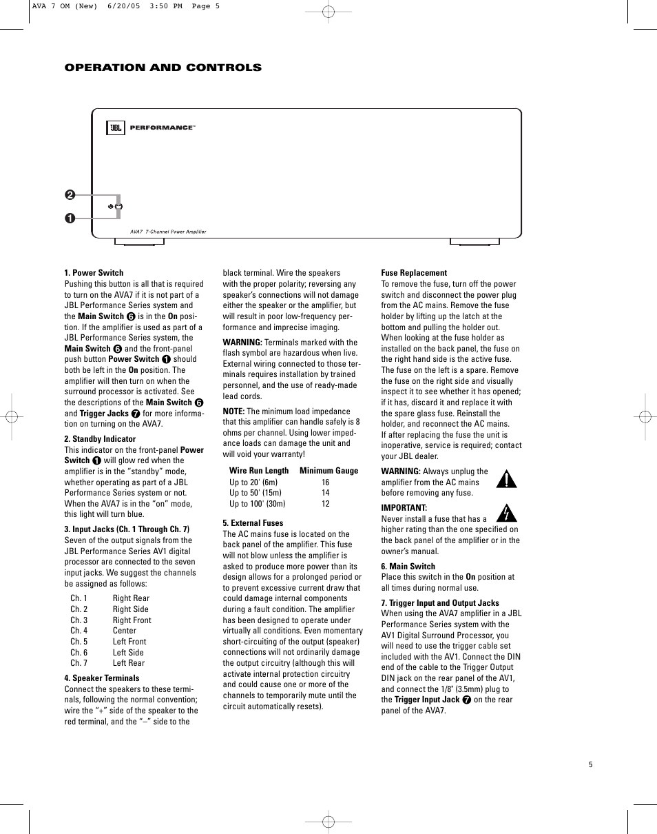 JBL AVA7 User Manual | Page 5 / 12