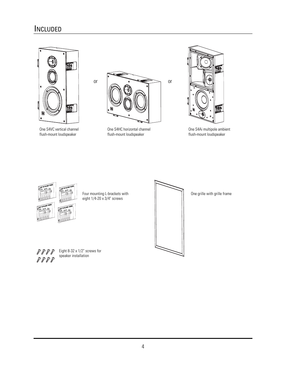 Ncluded | JBL S4HC User Manual | Page 4 / 24