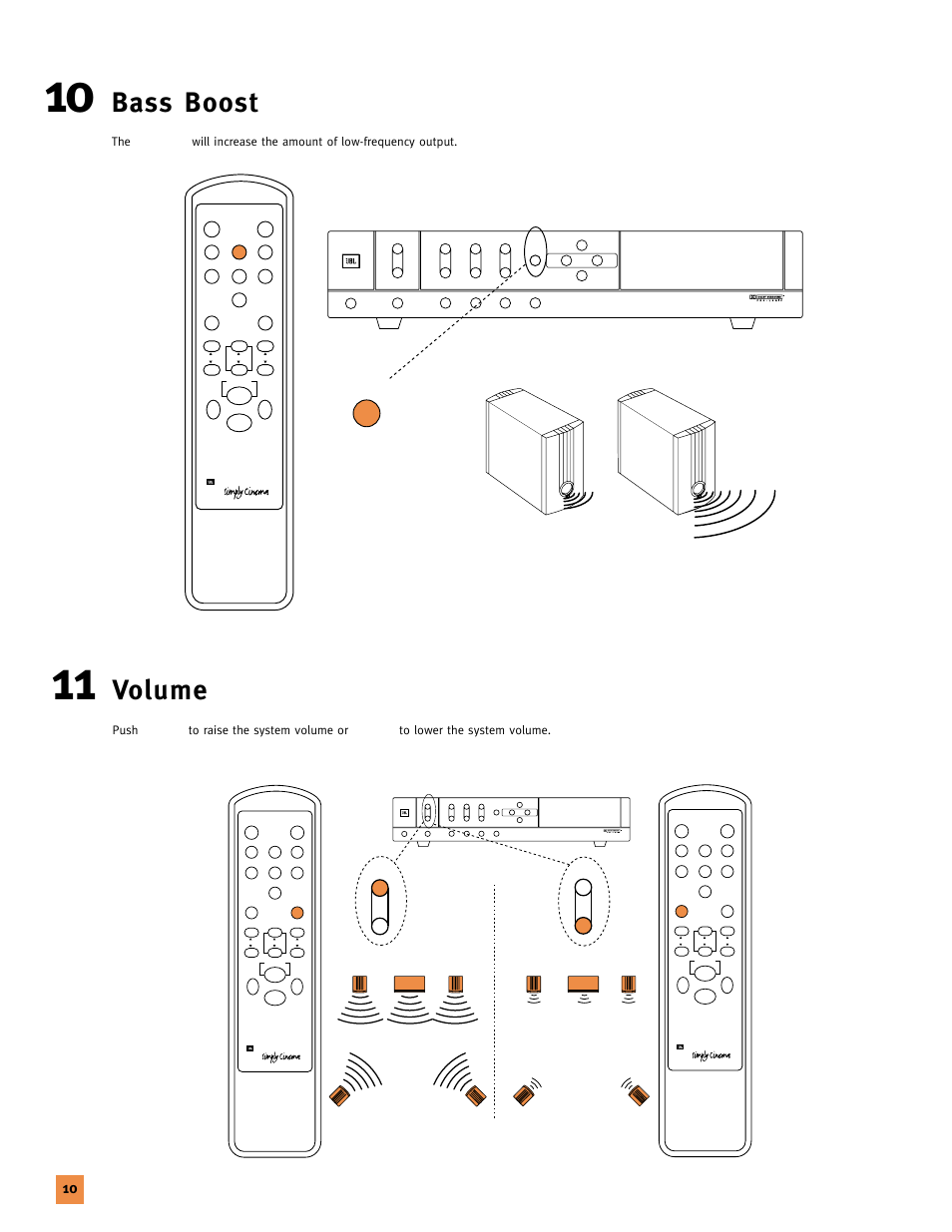 Volume, Bass boost | JBL 120V User Manual | Page 9 / 14