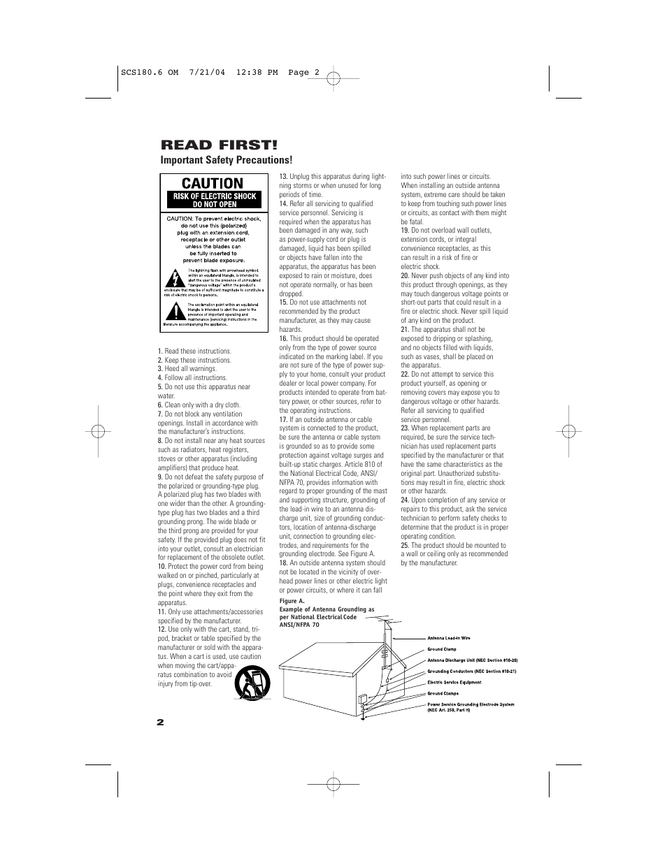 Read first | JBL SCS180.6 User Manual | Page 2 / 12