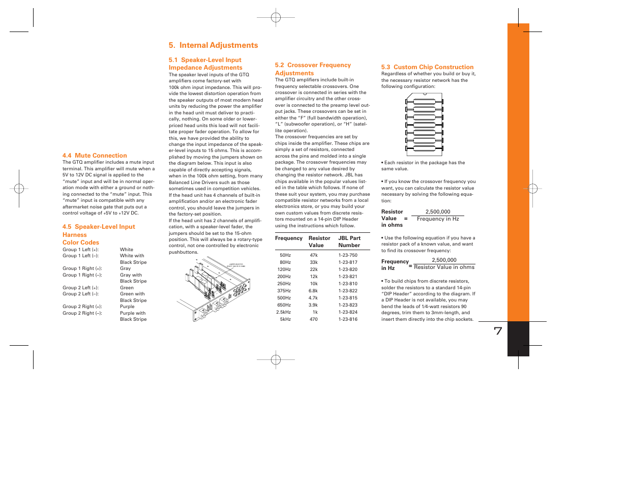Internal adjustments | JBL GTQ240 User Manual | Page 7 / 12