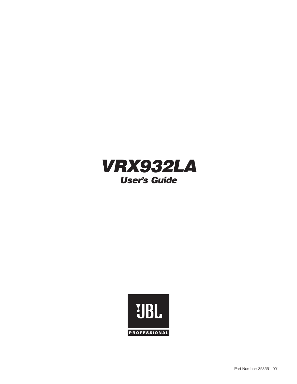 JBL VRX932LA User Manual | 12 pages