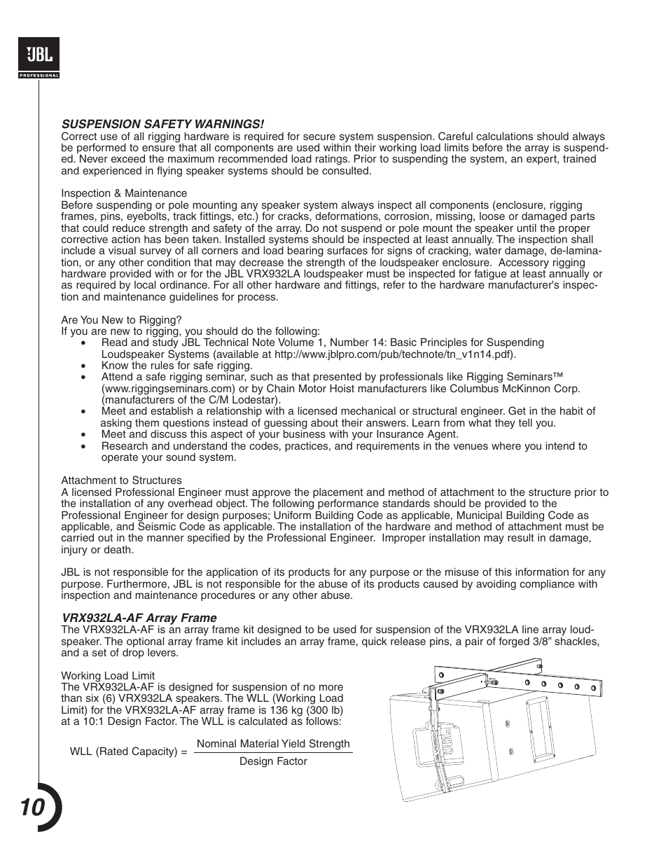 JBL VRX932LA User Manual | Page 10 / 12