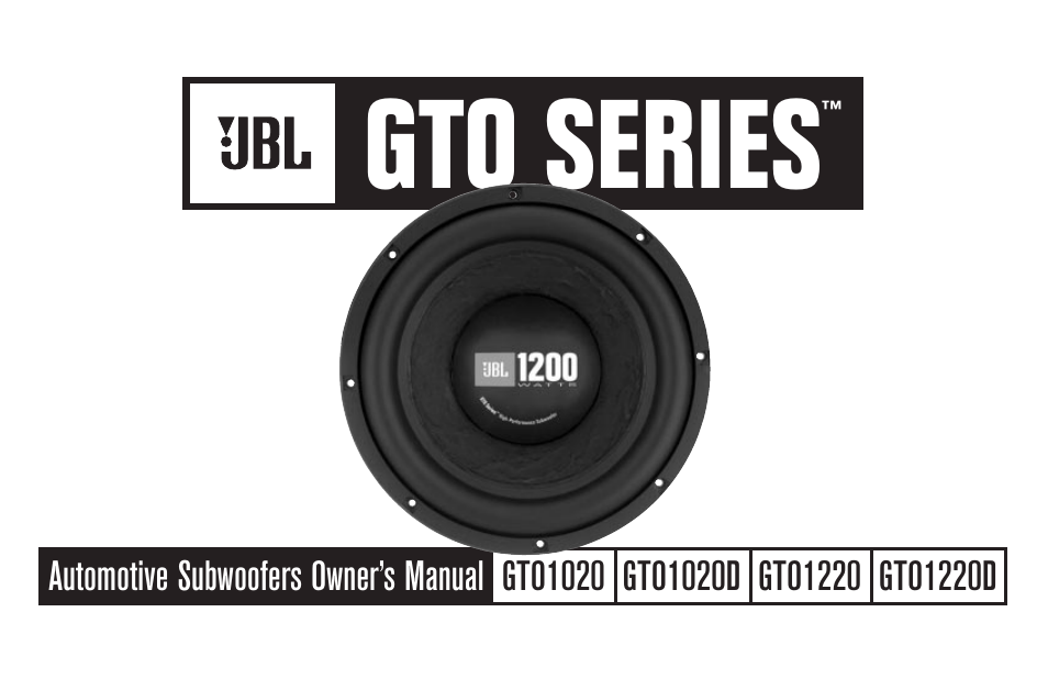 JBL GTO10200 User Manual | 4 pages