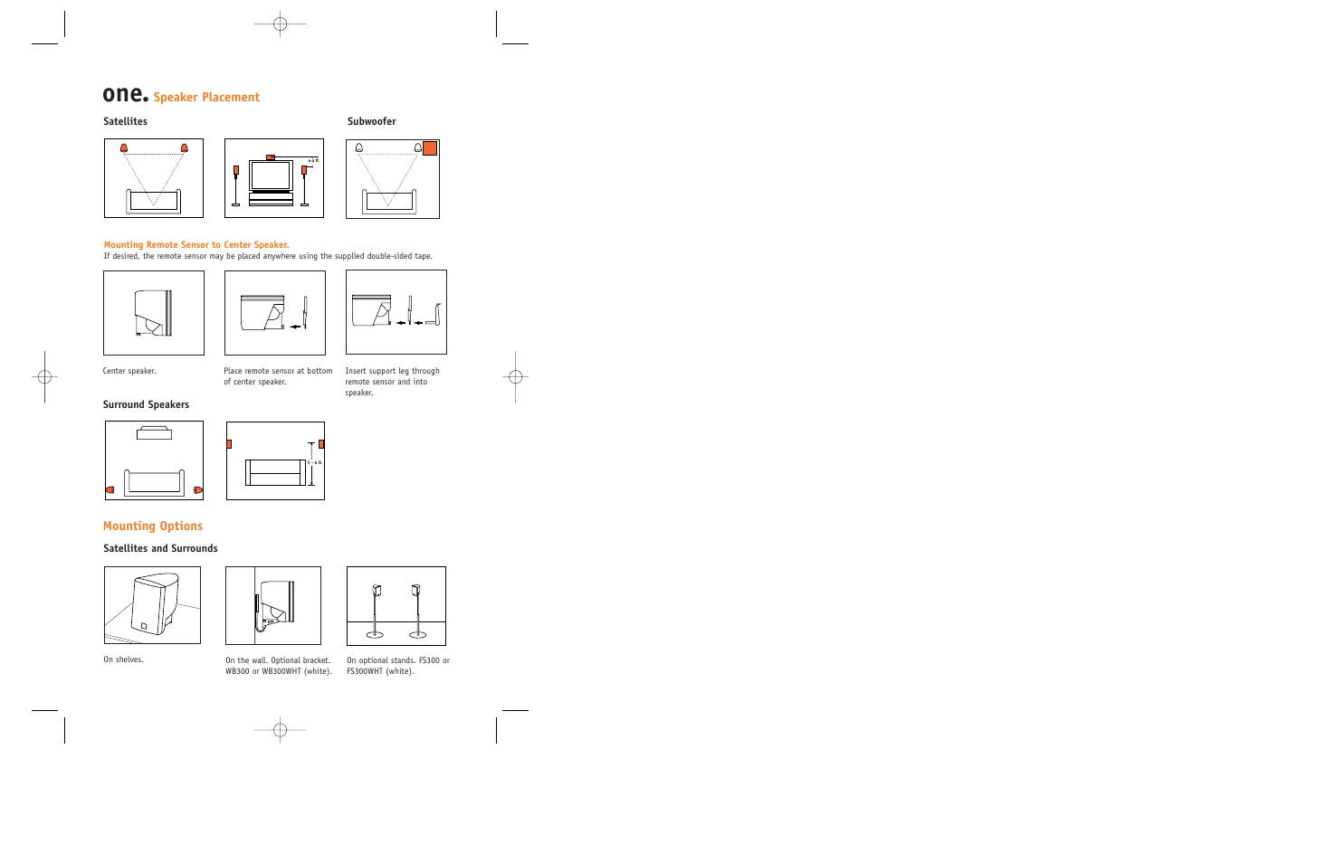 Mounting options, Speaker placement | JBL ECS300 User Manual | Page 5 / 11