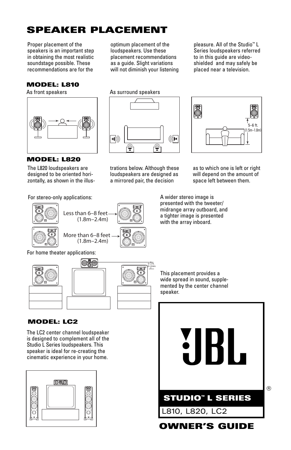 JBL L820 User Manual | 5 pages