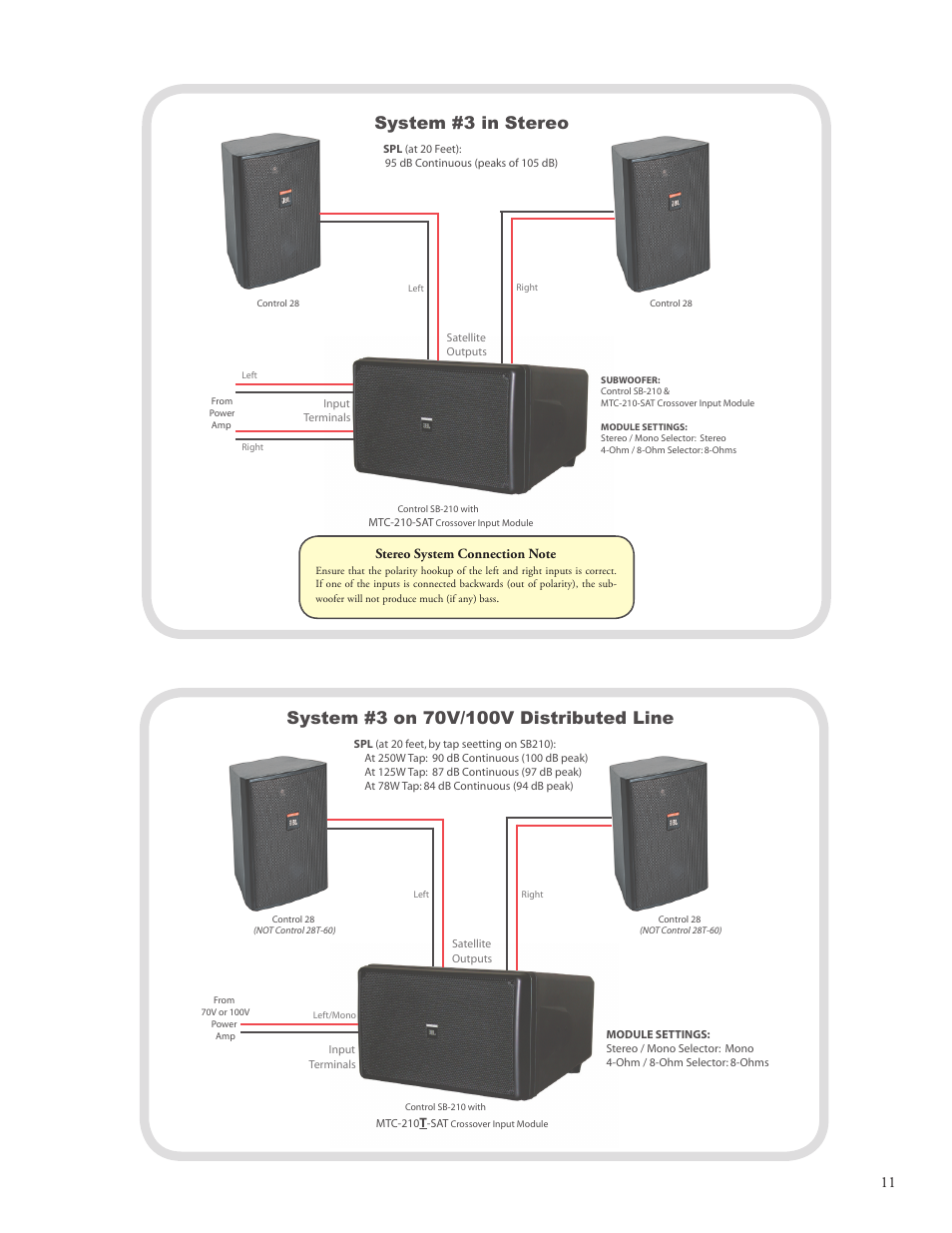 System #3 in stereo | JBL SB210 User Manual | Page 13 / 20