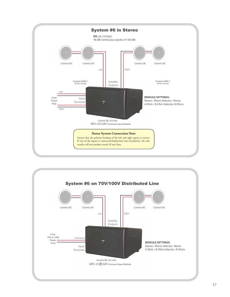 System #6 in stereo | JBL SB210 User Manual | Page 19 / 20