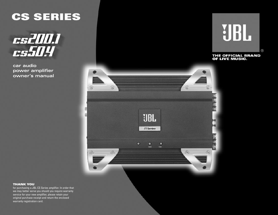 JBL CS Series User Manual | 4 pages