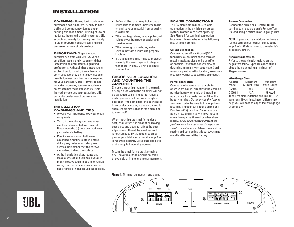 Installation | JBL CS Series User Manual | Page 2 / 4