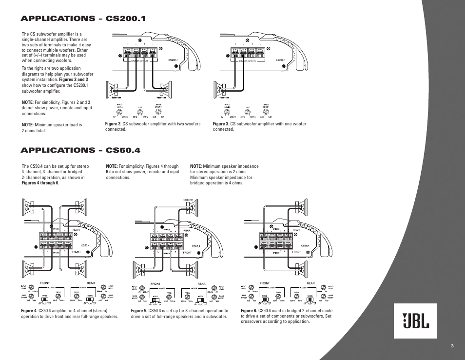 Applications – cs200.1, Applications – cs50.4 | JBL CS Series User Manual | Page 3 / 4