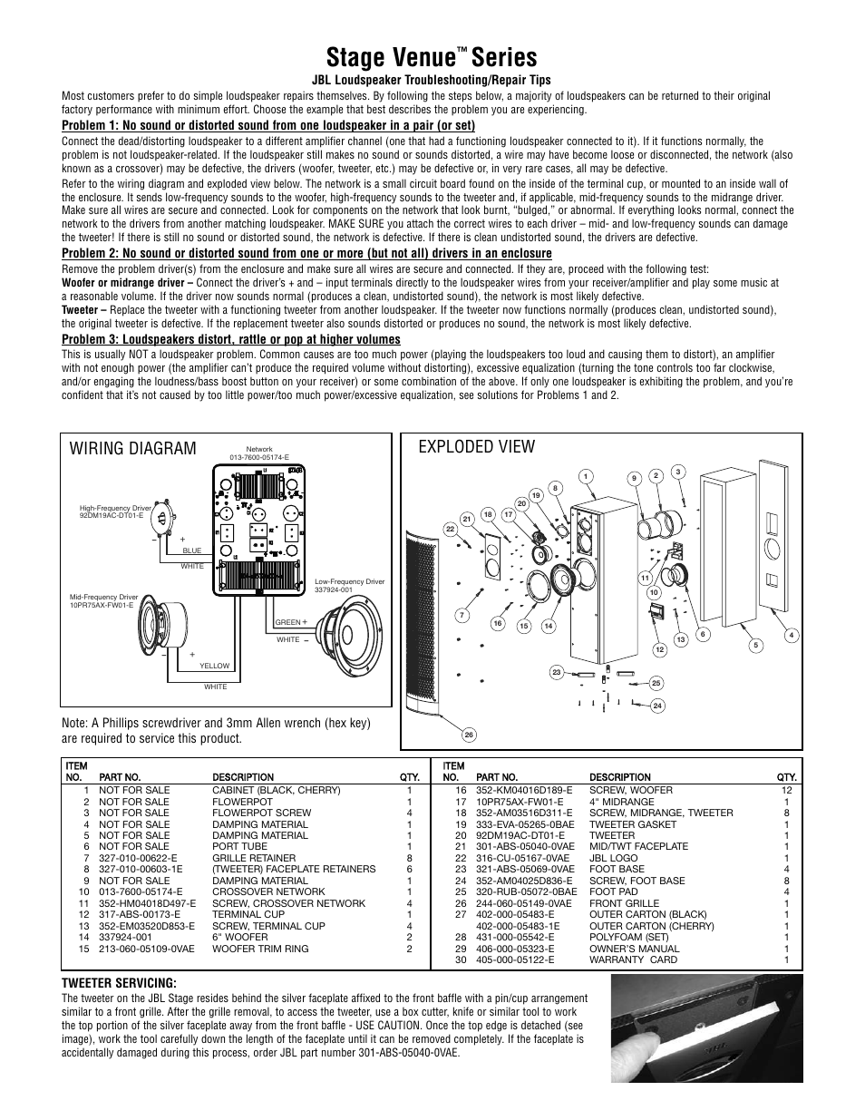 JBL Stage Venue Series User Manual | 1 page