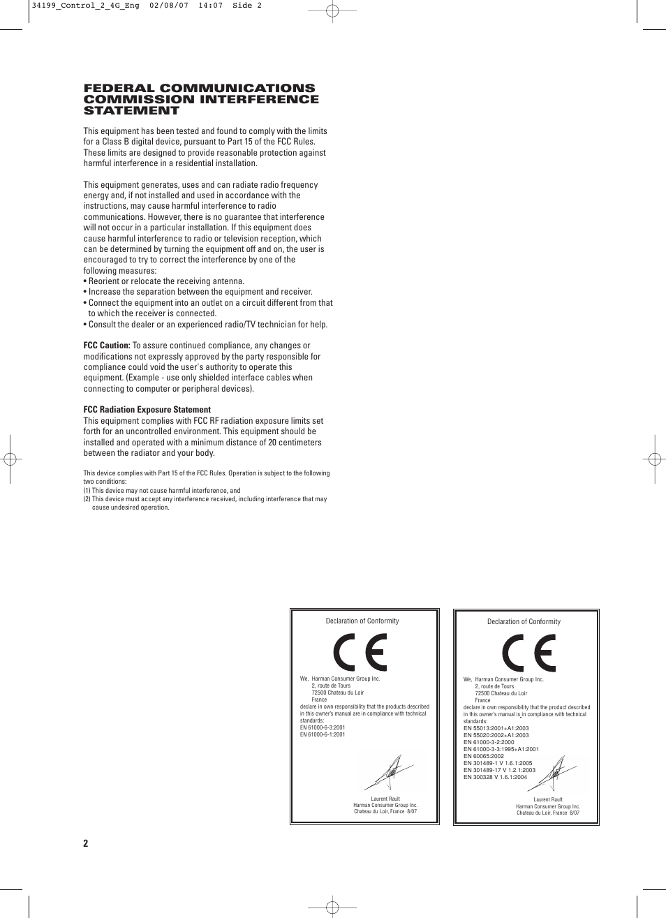 JBL CONTROL 2.4G User Manual | Page 2 / 12