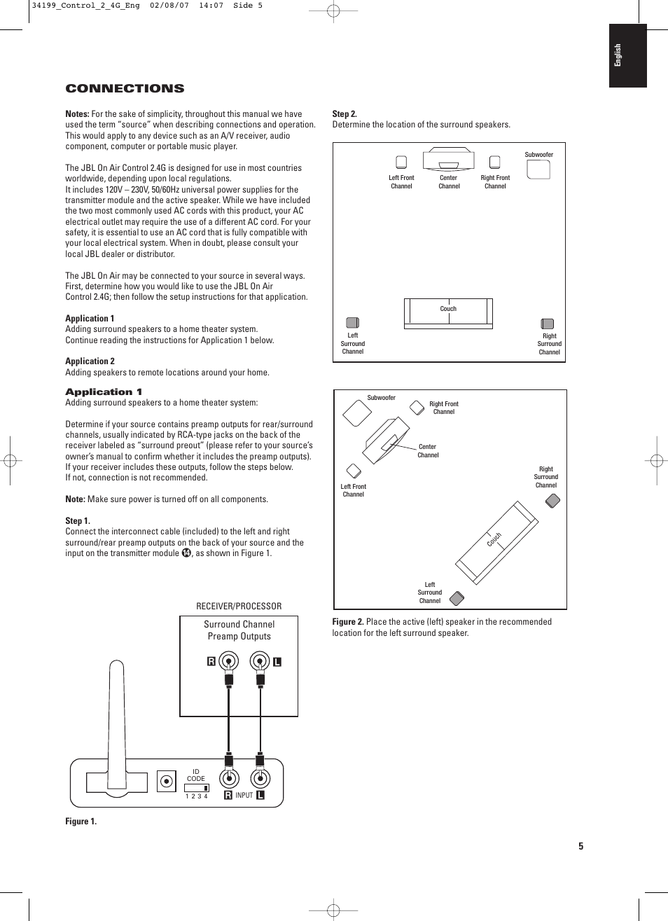 Connections | JBL CONTROL 2.4G User Manual | Page 5 / 12