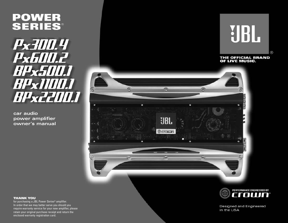 JBL BPx2200.1 User Manual | 8 pages