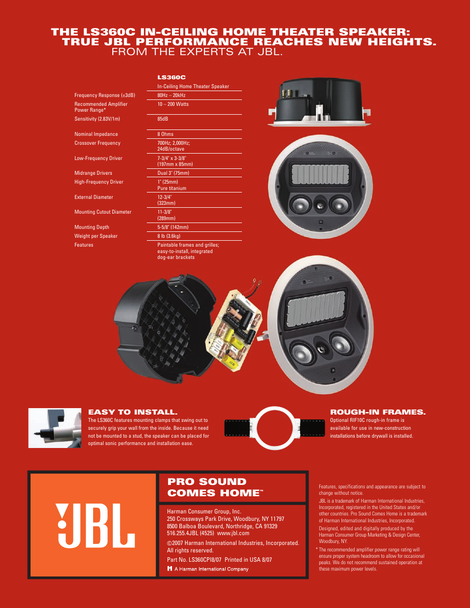 Pro sound comes home | JBL LS360C User Manual | Page 2 / 2