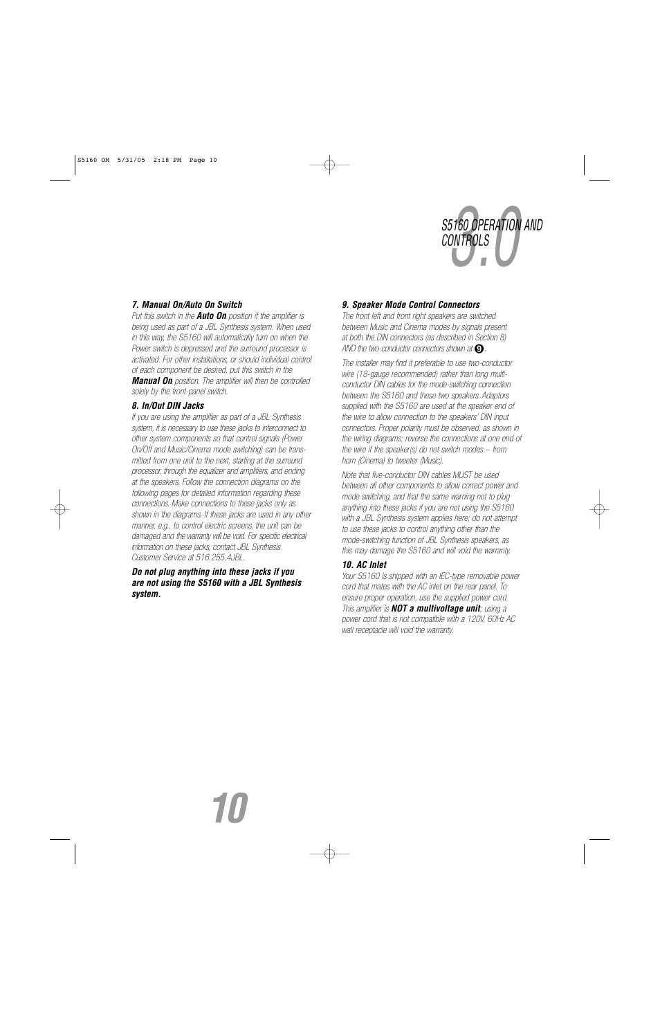 JBL S5160 User Manual | Page 10 / 16