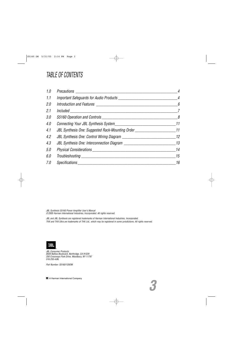 JBL S5160 User Manual | Page 3 / 16