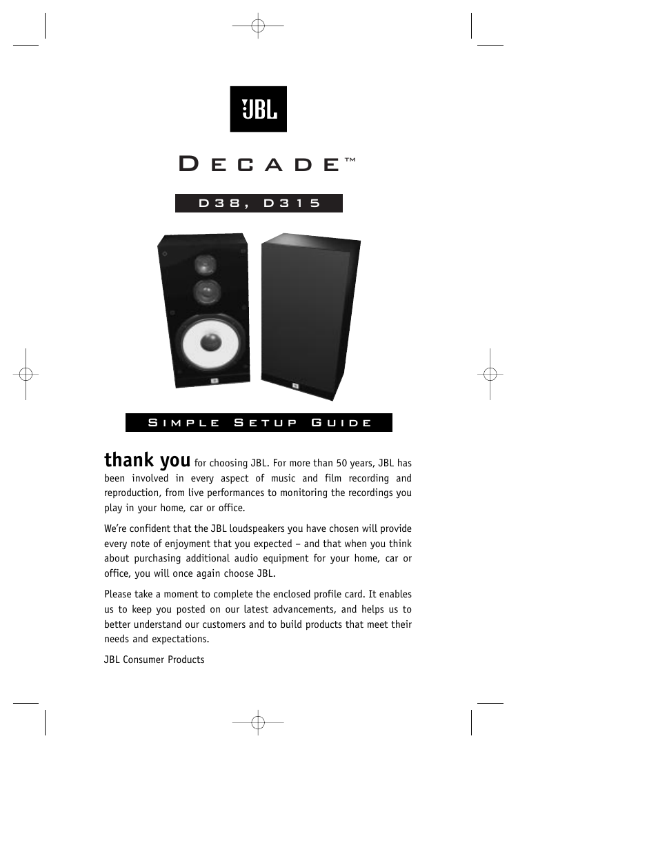 JBL D38 User Manual | 4 pages