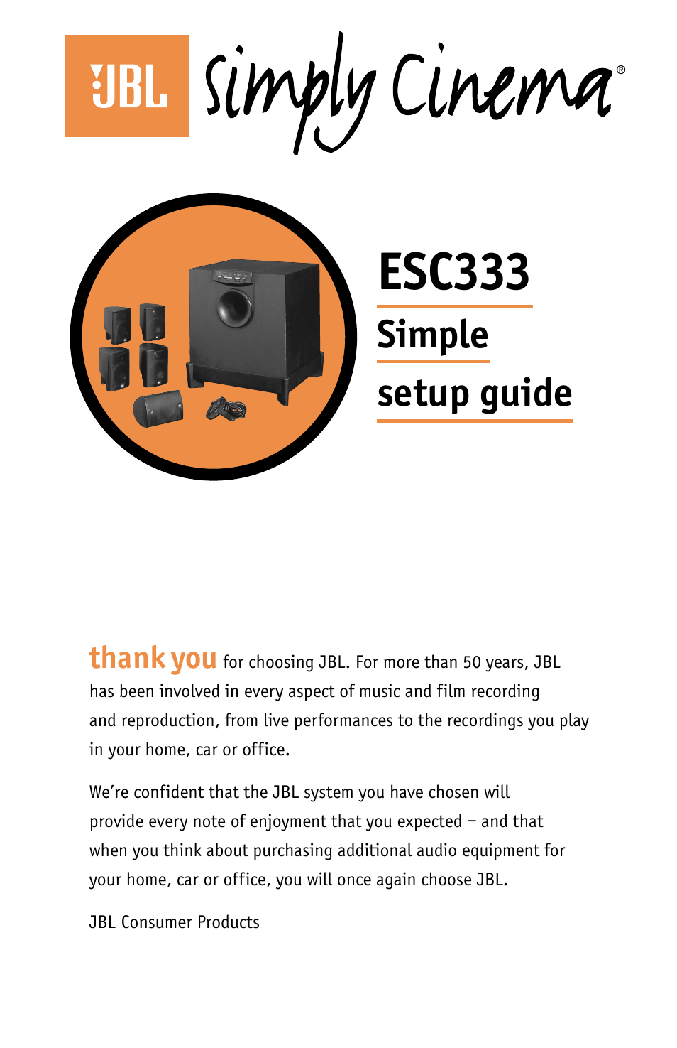 JBL ESC333 User Manual | 16 pages