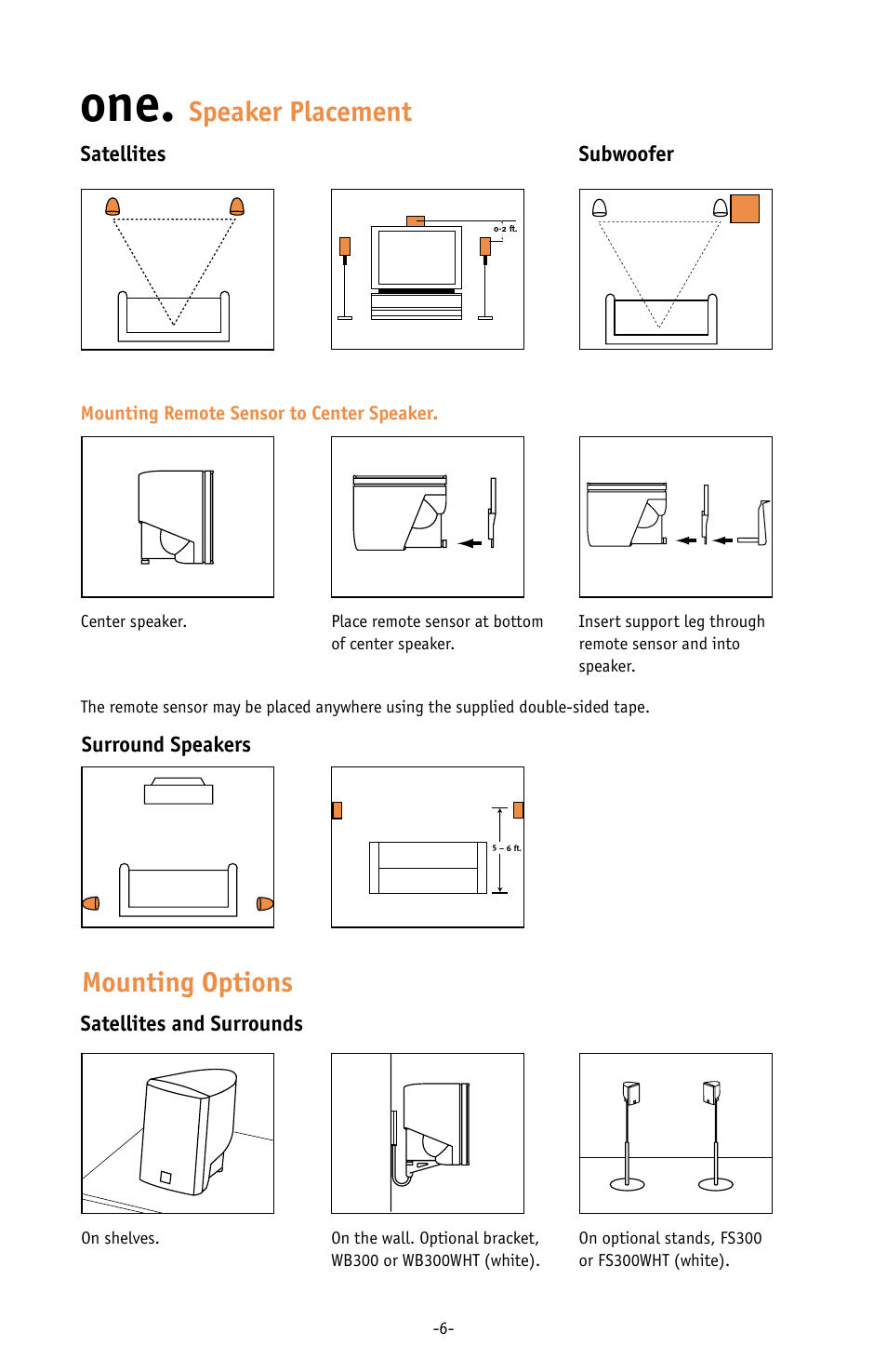 Mounting options, Speaker placement | JBL ESC333 User Manual | Page 6 / 16