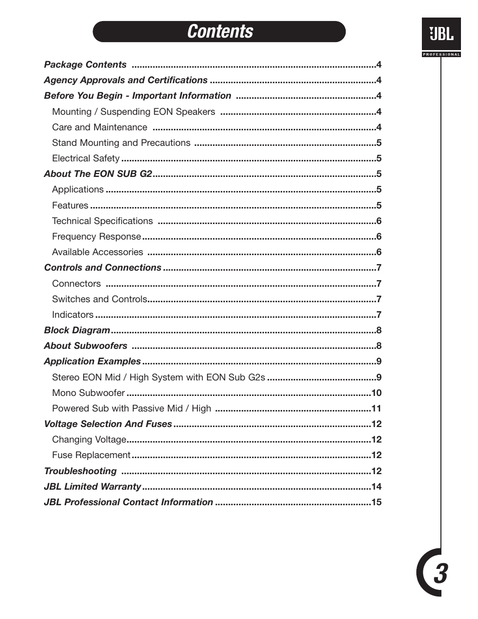 JBL EONSUB-G2 User Manual | Page 3 / 16