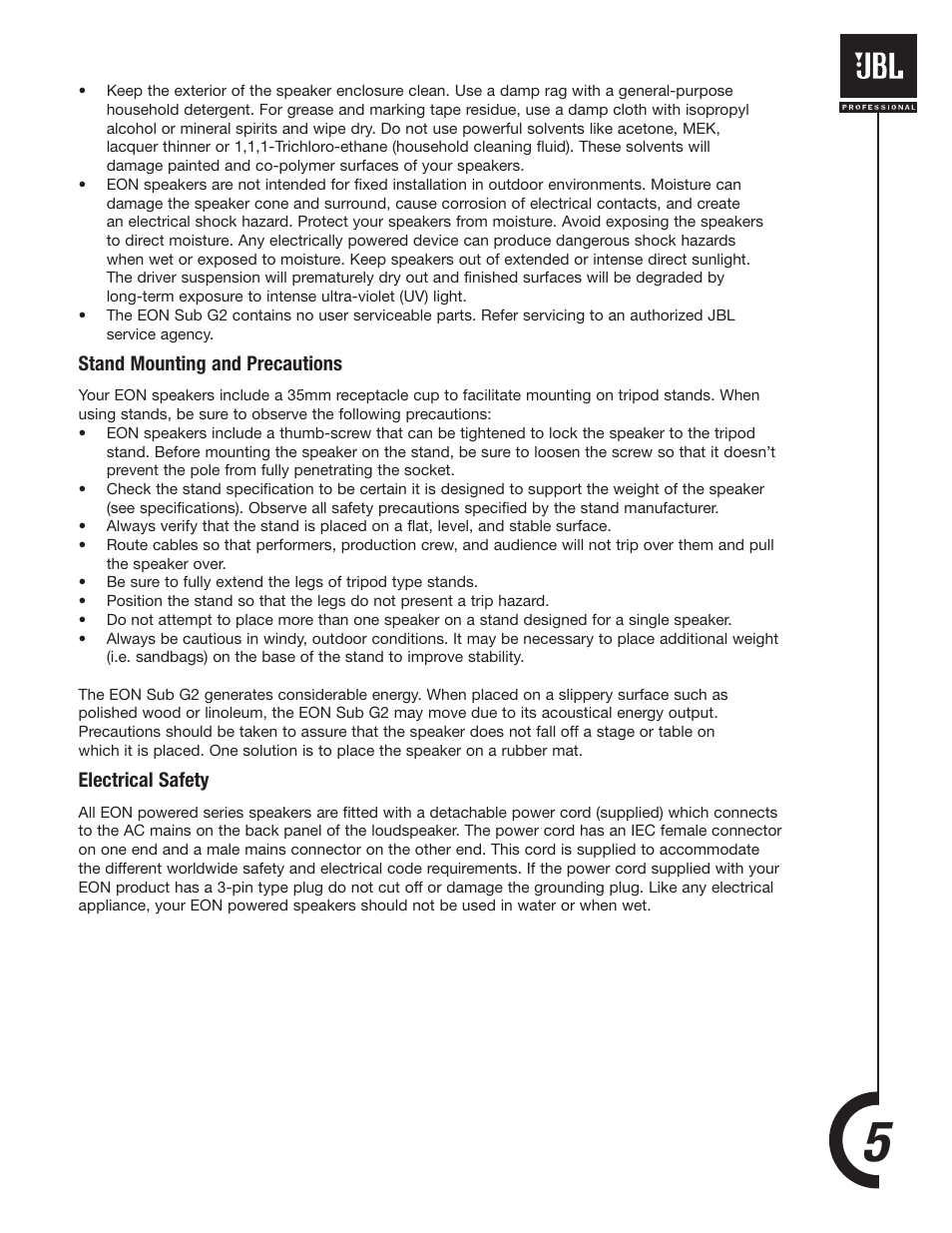 JBL EONSUB-G2 User Manual | Page 5 / 16