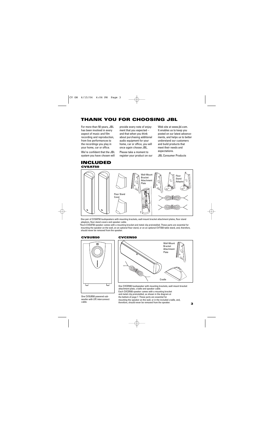 JBL CVCEN50 User Manual | Page 3 / 12