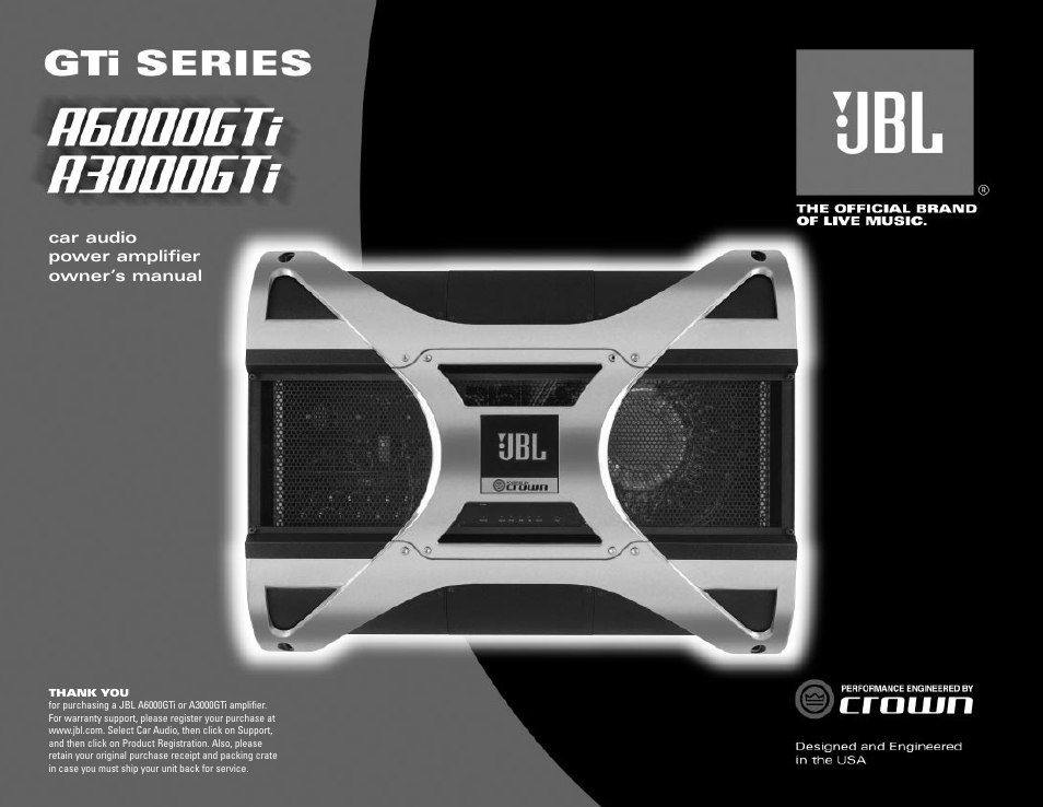 JBL A6000GTi User Manual | 12 pages