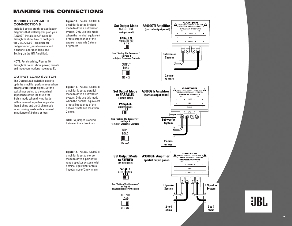 Making the connections | JBL A6000GTi User Manual | Page 7 / 12