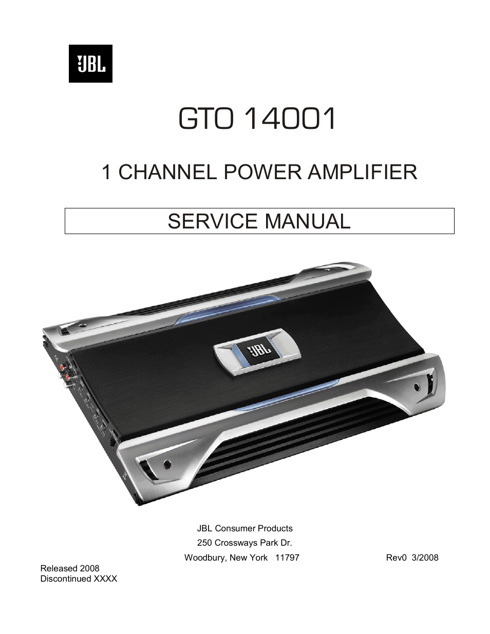 JBL GTO14001 User Manual | 24 pages