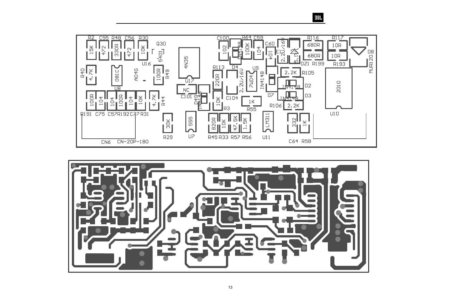 P.c.b. drawings….………………………..…….……13 | JBL GTO14001 User Manual | Page 14 / 24